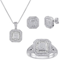 Micro Pave Setting Jewelry Set Jóias de prata esterlina 925